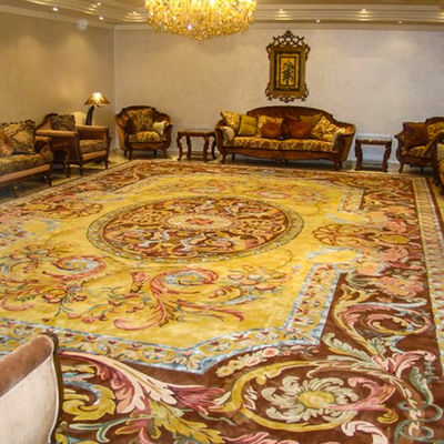 Hotel Lobby Hall Alfombra de la sala de estar hecha a mano de lana acrílica de seda de viscosa con talla