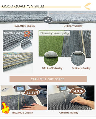 Tejas de alfombra Beijing 50x50 Hotel de lujo PP Jacquard Oficina comercial PVC piso antideslizante