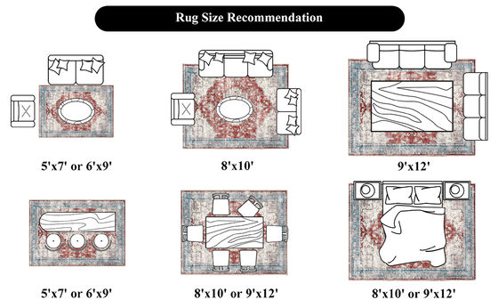 Alfombra de dormitorio de impresión digital no resbaladiza de color personalizado para sala de estar china