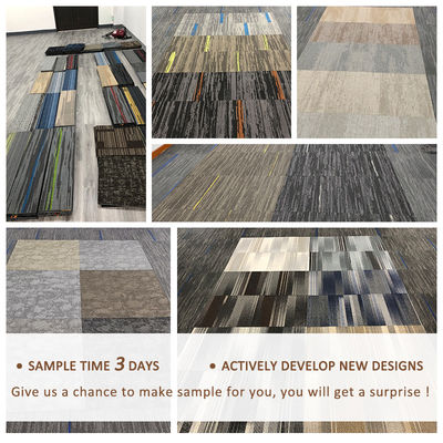 Abstract Patrón Pp Fibra de suelo Pvc Tiles de alfombra comercial 50X50 para sala de reuniones