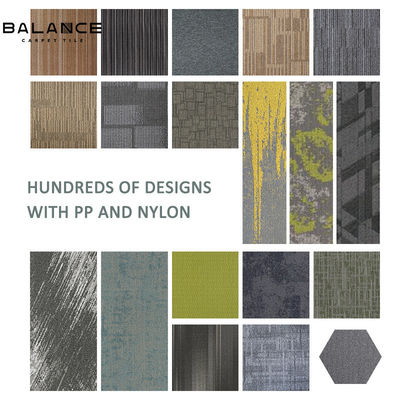 Abstract Patrón Gris Modular Resistente al fuego Oficina comercial Tejas de alfombra de nylon 50*50