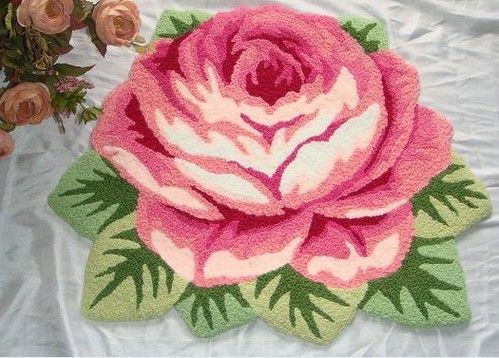 4Alfombra de acrílico en forma de flor rosa personalizada para habitación de niños y espacio de oración para adultos