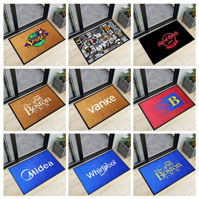 Decoración para el hogar Rectángulo Alfombra personalizada Impreso de logotipo Alfombras para la entrada interior al aire libre