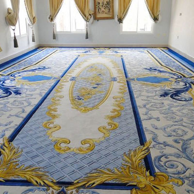 Alfombra en 3D de mano suave de metro cuadrado de lana y seda patrón personalizado para hotel de lujo