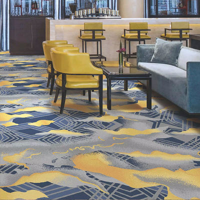 Baño de hotel Rollo de alfombra impresa de nylon con pila cortada y patrón de pasillo cuadrado