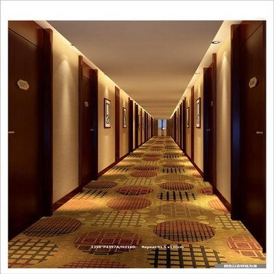Baño de hotel Rollo de alfombra impresa de nylon con pila cortada y patrón de pasillo cuadrado