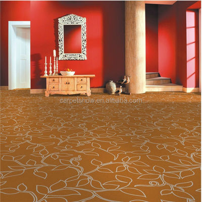 Baño de hotel Rollo de alfombra impresa de nylon con pila cortada y patrón de pasillo cuadrado