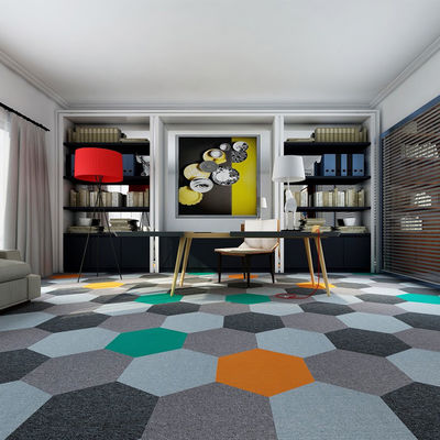 550 g/m2 Peso de pila Oficina Hexágono de forma de nylon Decoración de alfombras de alfombras para suelos