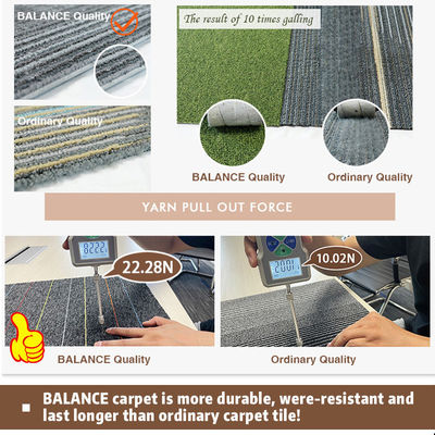 25X100 Tejas de alfombras de piso de oficina espesor total Aproximadamente 6.0 mm para áreas de oficina cuadradas