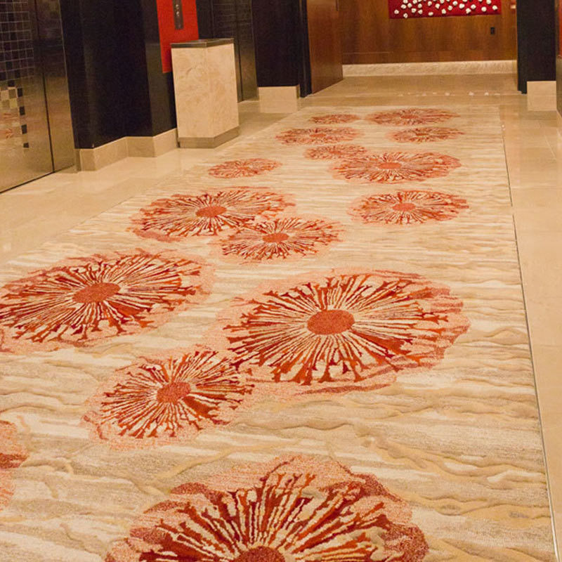 Alfombra de lana de hotel con patrón de pasillo hecha a mano para áreas públicas y pasillos de hotel