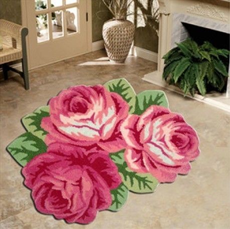 4Alfombra de acrílico en forma de flor rosa personalizada para habitación de niños y espacio de oración para adultos