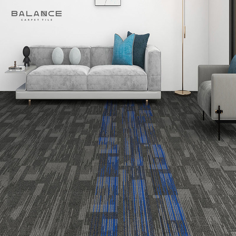 Oficina moderna alfombra de azulejos grandes de nylon lavable con corte en bucle de pila tufted patrón geométrico