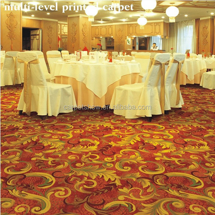Color personalizado Alfombra impresa de nylon 100% para hoteles Salas de banquetes Dormitorios PVC decorativo exterior