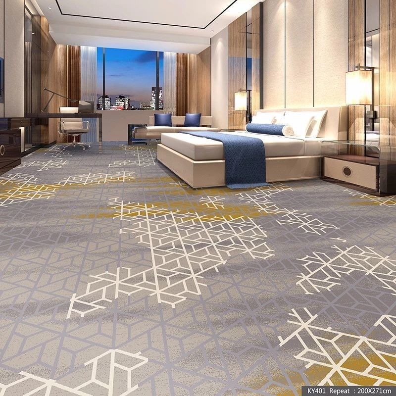 Alfombra tejida por máquina con pila cortada Construcción en el pasillo del vestíbulo del hotel de lujo de 5 estrellas
