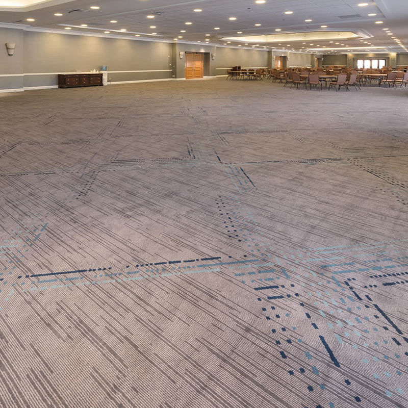 Alfombra de nylon de 2m x 4m de rayas azules a prueba de fuego para el pasillo del hotel